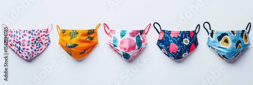 Five patterned cloth face masks
