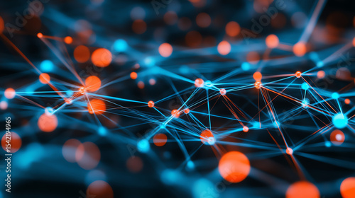 Abstract digital background with interconnected nodes and lines, showcasing the beauty of data and technology in a vibrant color scheme.