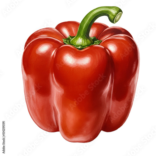 Vibrant Red Bell Pepper - Watercolor Illustration clipart watercolor png, isolated on transparent background