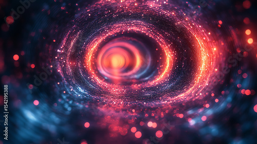 An abstract representation of a cosmic vortex, illustrating vibrant colors and dynamic energy flow in space.