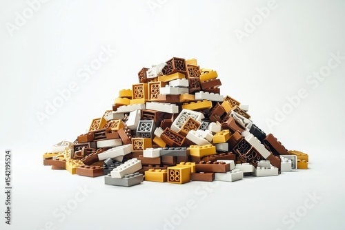 A large pile of colorful building blocks