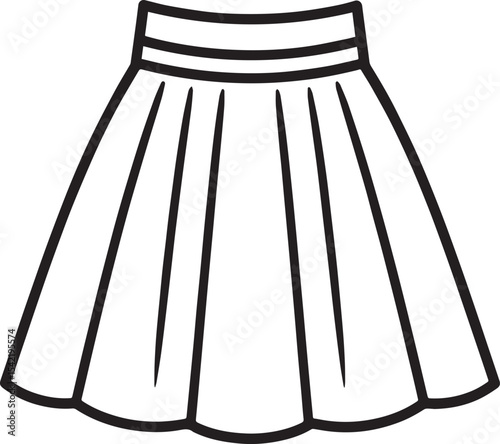 Flat Skirt Silhouette Black Vector Style | Fashion Clipart Illustration Vector Format