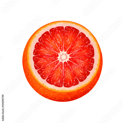Vibrant Red Grapefruit Slice, Close-up, Isolated on Black clipart watercolor png, isolated on transparent background