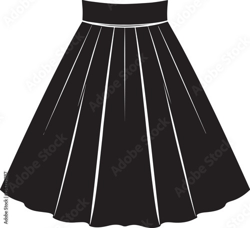 Flat Skirt Silhouette Black Vector Style | Fashion Clipart Illustration Vector Format