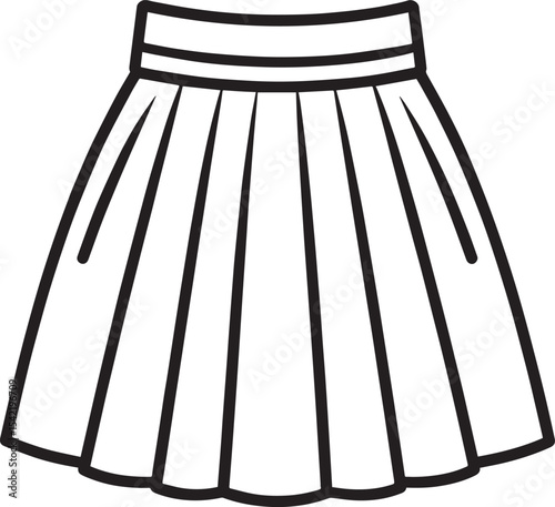 Flat Skirt Silhouette Black Vector Style | Fashion Clipart Illustration Vector Format