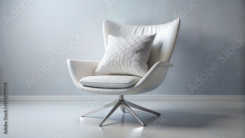 White Pillow on Modern White Chair Minimalist Mockup