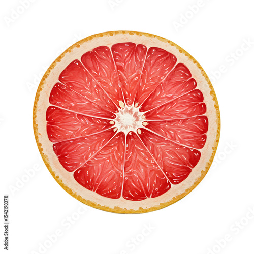 Vibrant Watercolor Grapefruit Slice, Juicy Citrus Fruit Cross Section clipart watercolor png, isolated on transparent background