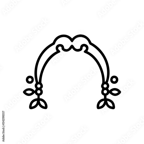 Black Line Drawing Hindu God Head Decoration Floral Elements Arch Shaped Design Handmade