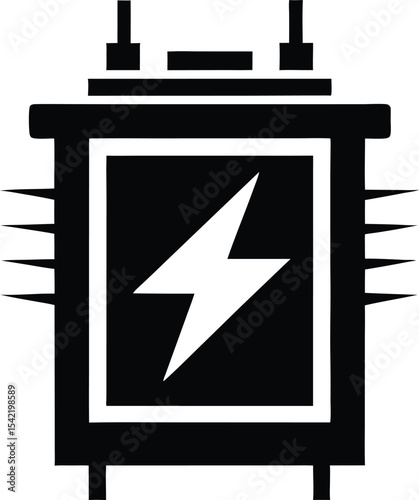 high voltage power button. electrical transformer icon