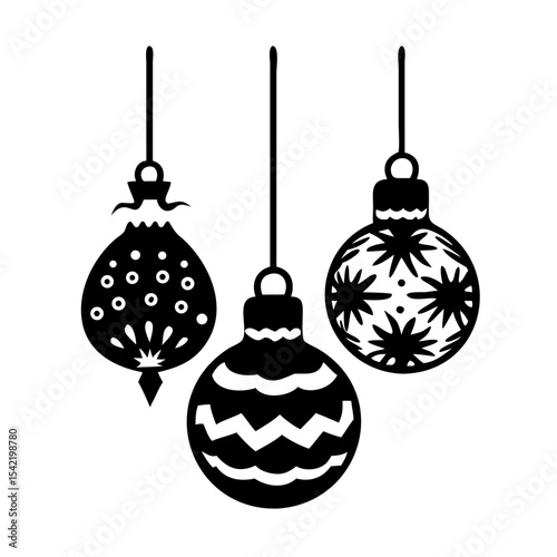 Christmas Ornament Silhouettes – Festive Holiday Decoration Vector Set

