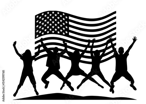 jumping people silhouettes