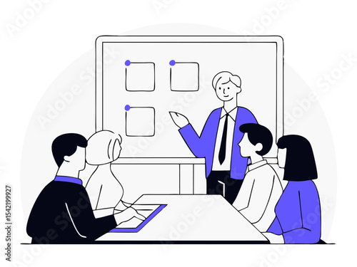 Business Team Meeting - Colleagues Discussing Project Vector Illustration