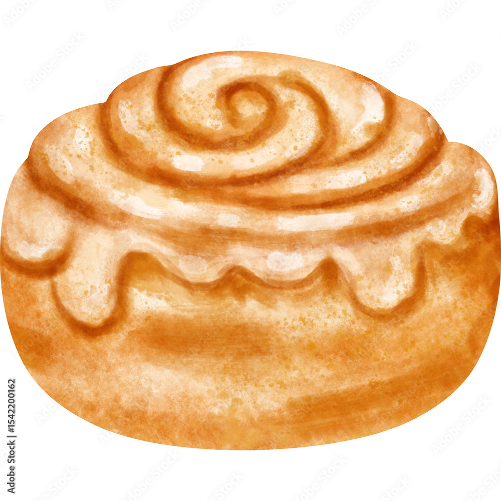 Fototapeta premium watercolor cinnamon roll