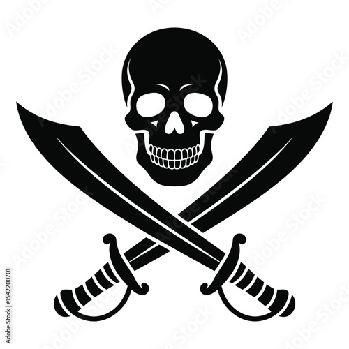 Pirate skull vector symbol with crossbones

