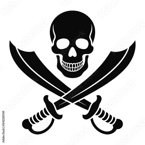 Pirate skull vector symbol with crossbones

