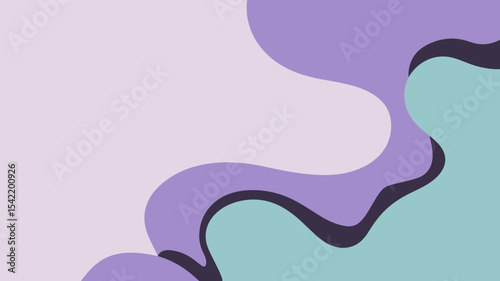 Abstract wave shapes in lavender and mint, flat vector background with text space
