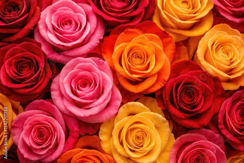 Vibrant Display of Assorted Roses in Various Colors Arranged Artistically for Celebration in a Garden Setting During Daylight