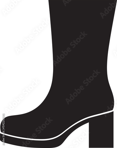 Women's Fashion Boot Silhouette in Black | Stylish Footwear Illustration Vector Format