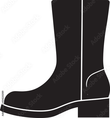Women's Fashion Boot Silhouette in Black | Stylish Footwear Illustration Vector Format