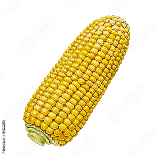 Vibrant Yellow Corn Cob on Black Background - Watercolor Illustration clipart watercolor png, isolated on transparent background