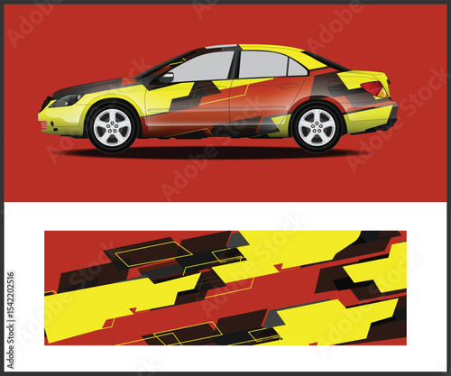 Abstract Geometric Car Wrap Design Template