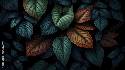 leaves on black