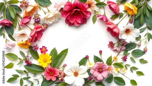 frame of colorful flowers