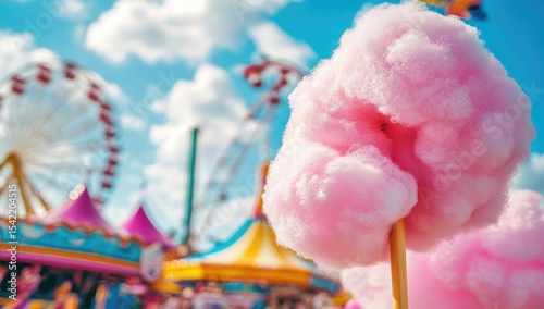 Pink cotton candy at a fair
