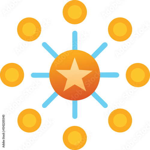 Star and coin icon flat style