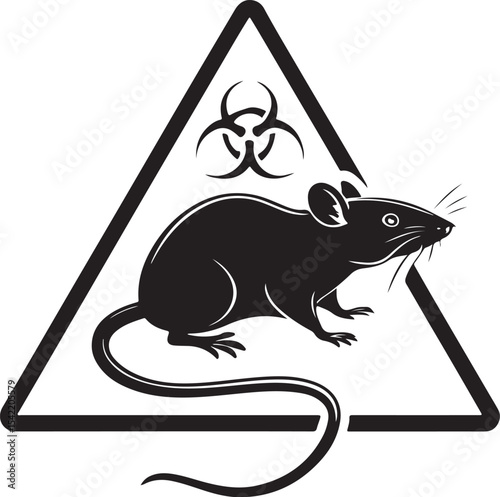 Rat Poison Pest Hazard Vector Illustration, Sketch Drawing Line Linear Symbol Icon Engraving Coloring Book, Hand-drawn Black and White Isolated