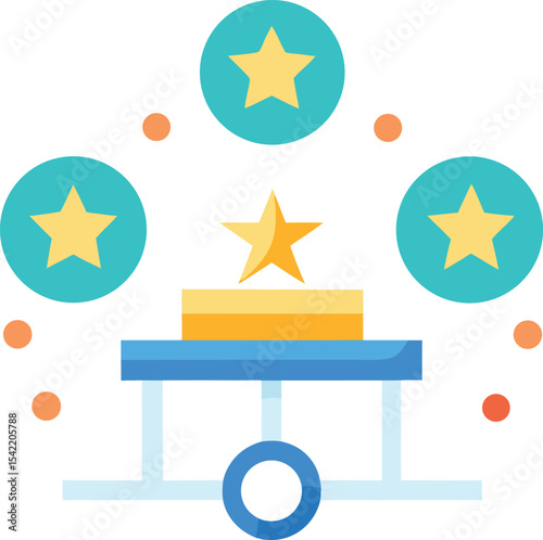 Star and coin icon flat style
