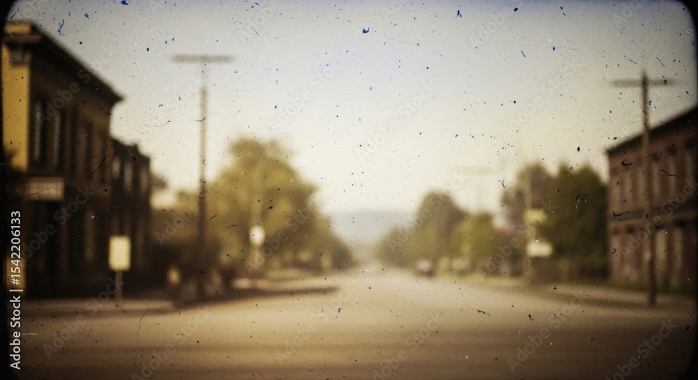 Fototapeta premium Quiet Street of Small Town with buildings and trees