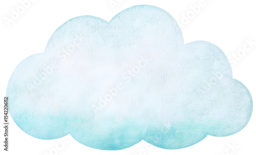 Watercolor light blue cloud for baby boy on transparent background.