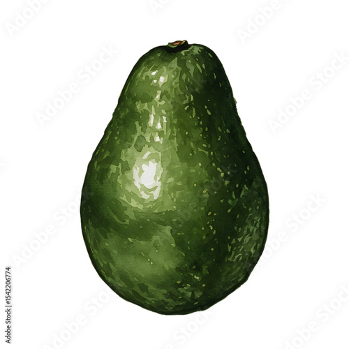 Watercolor Avocado Illustration: Vibrant Green Fruit, Healthy Food Graphic clipart watercolor png, isolated on transparent background