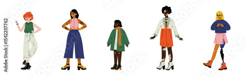 Pretty Woman Different Physique and Appearance Vector Set