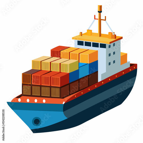 cargo ship isolated on white