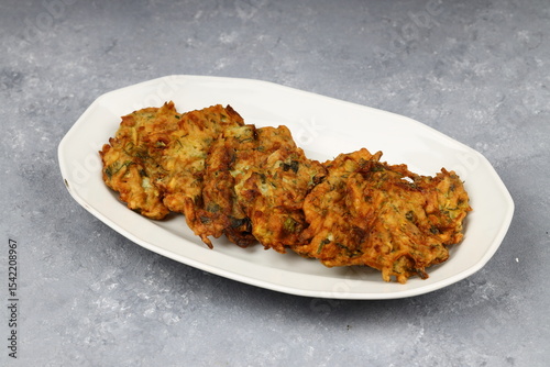 Mucver, Turkish traditional food. (Turkish cuisine) Homemade Food with Zucchini.