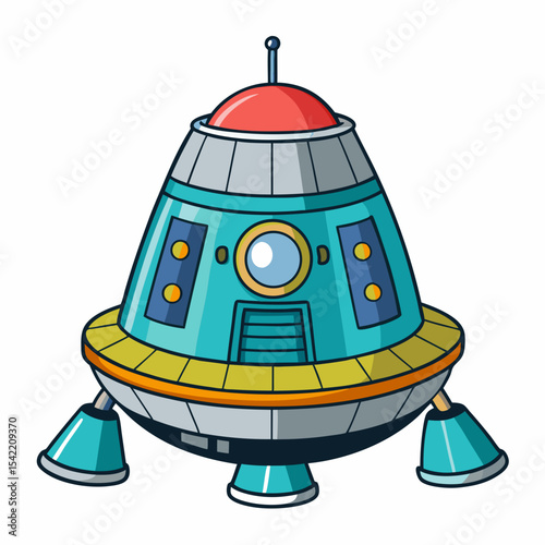 cartoon rocket isolated on white