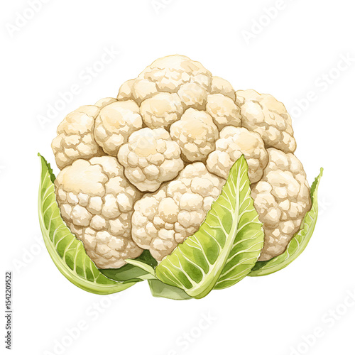Watercolor Cauliflower Illustration: Fresh Vegetable, Healthy Food, Organic Produce clipart watercolor png, isolated on transparent background