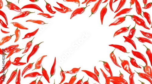 Red chili peppers arranged in a circular frame