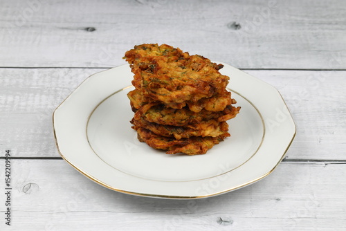 Mucver, Turkish traditional food. (Turkish cuisine) Homemade Food with Zucchini.