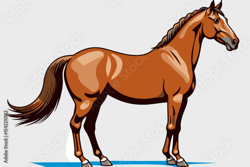 Beautiful Chestnut Horse Illustration - Majestic Equine Art - Vector Graphic of a Powerful Stallion- Horse Breed Artwork for Design Projects