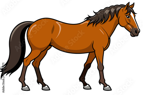 Brown Horse Cartoon Illustration-Equine Animal Art-Isolated Horse Image for Kids-Simple Horse Drawing-Horse Clipart Graphics-Animal Illustration Style
