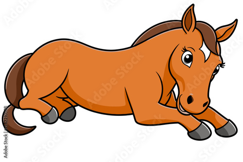 Cartoon Horse Image- Cute Brown Pony with Blue Eyes- Animal Illustration for Kids- Download Royalty Free Graphics- Horseback Riding Art- Equestrian Cartoon Design