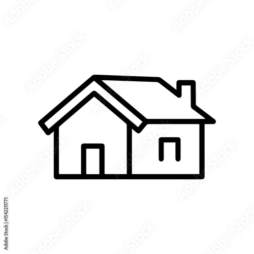 House icon depicts a dwelling with a door window roof and chimney rendered in a simple linear style against a white background