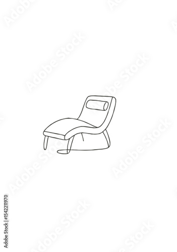 Stylish Modern Lounge Chair in Minimal One Line Drawing Style on White Background for Interior Design, Furniture Branding and Architectural Sketch Use