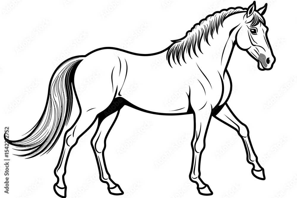 Horse Vector Illustration - Elegant Equine Outline for Designs- Perfect for Coloring Books- Logos- and Graphic Projects- Download Now- High-Quality Image Horse Vector Illustration - Elegant Equine Outline for Designs- Perfect for Coloring Books- Logos- and Graphic Projects- Download Now- High-Quality Image