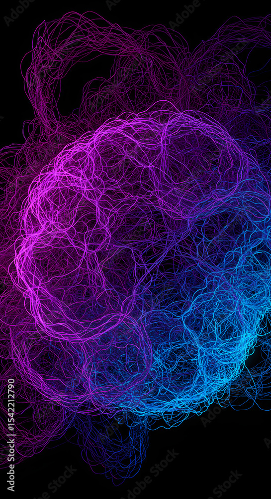 Naklejka premium Abstract Purple and Blue Energy Lines, Network, Connection Background