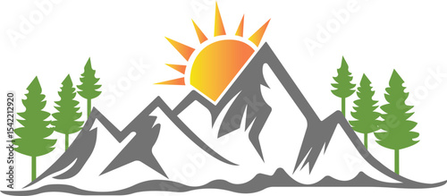 Outdoor mountain nature logo - adventure wildlife pine tree forest design.
