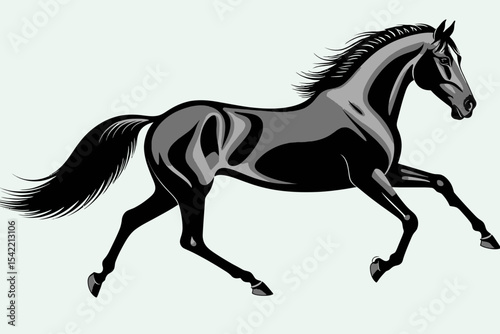 Majestic Black Horse Running Free-Powerful Stallion Galloping-Equine Art-Beautiful Animal Illustration-Horseback Riding Inspiration-Black Beauty Horse-Artwork
